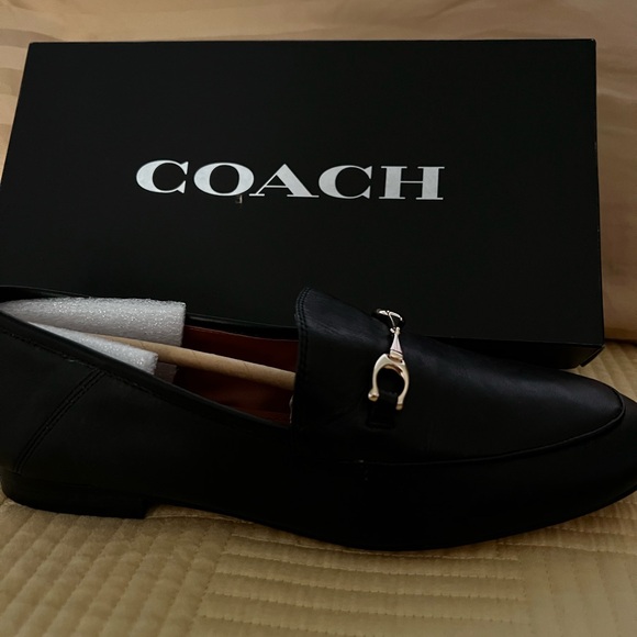 Coach Black Loafers with Gold Accent - Picture 6 of 8